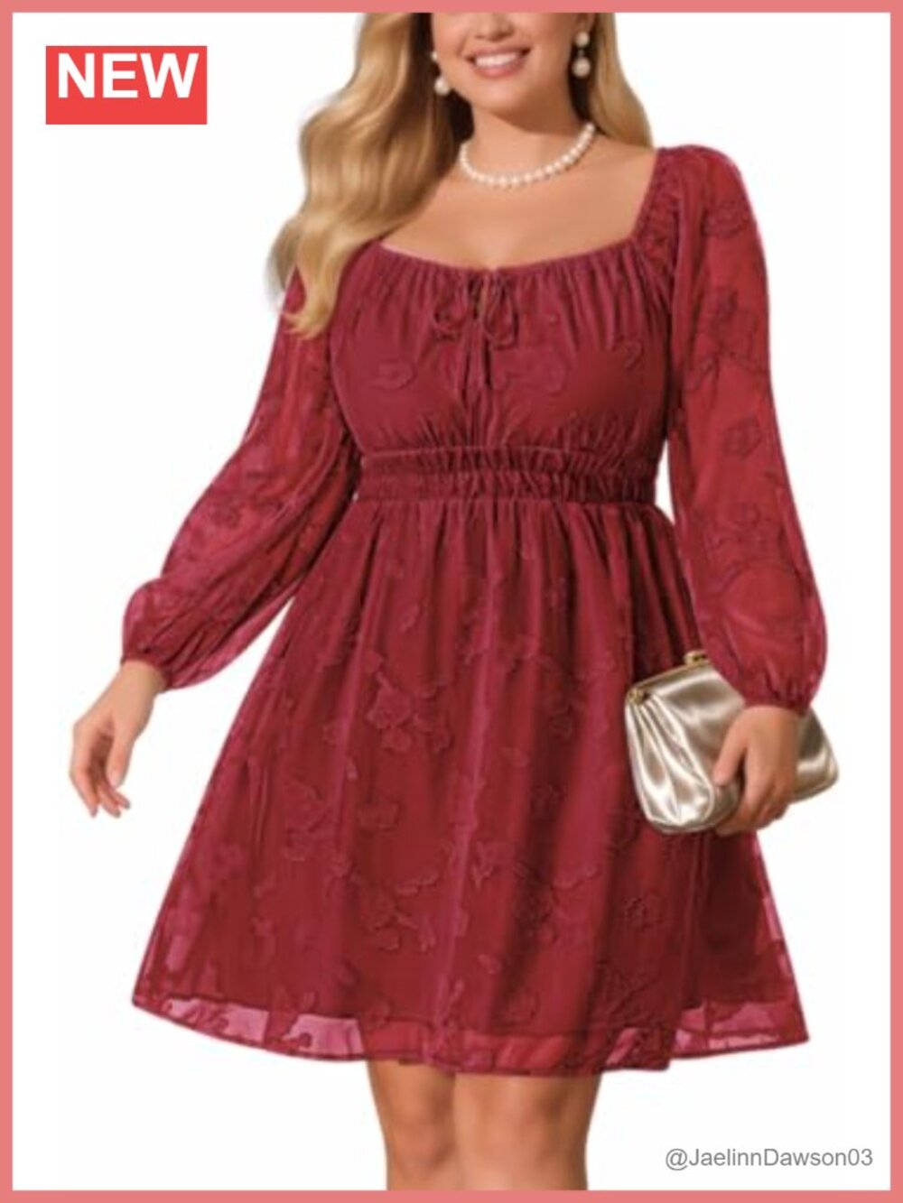 Plus Size Floral Lace Long Sleeve Cocktail Dress Semi Formal A-Line
